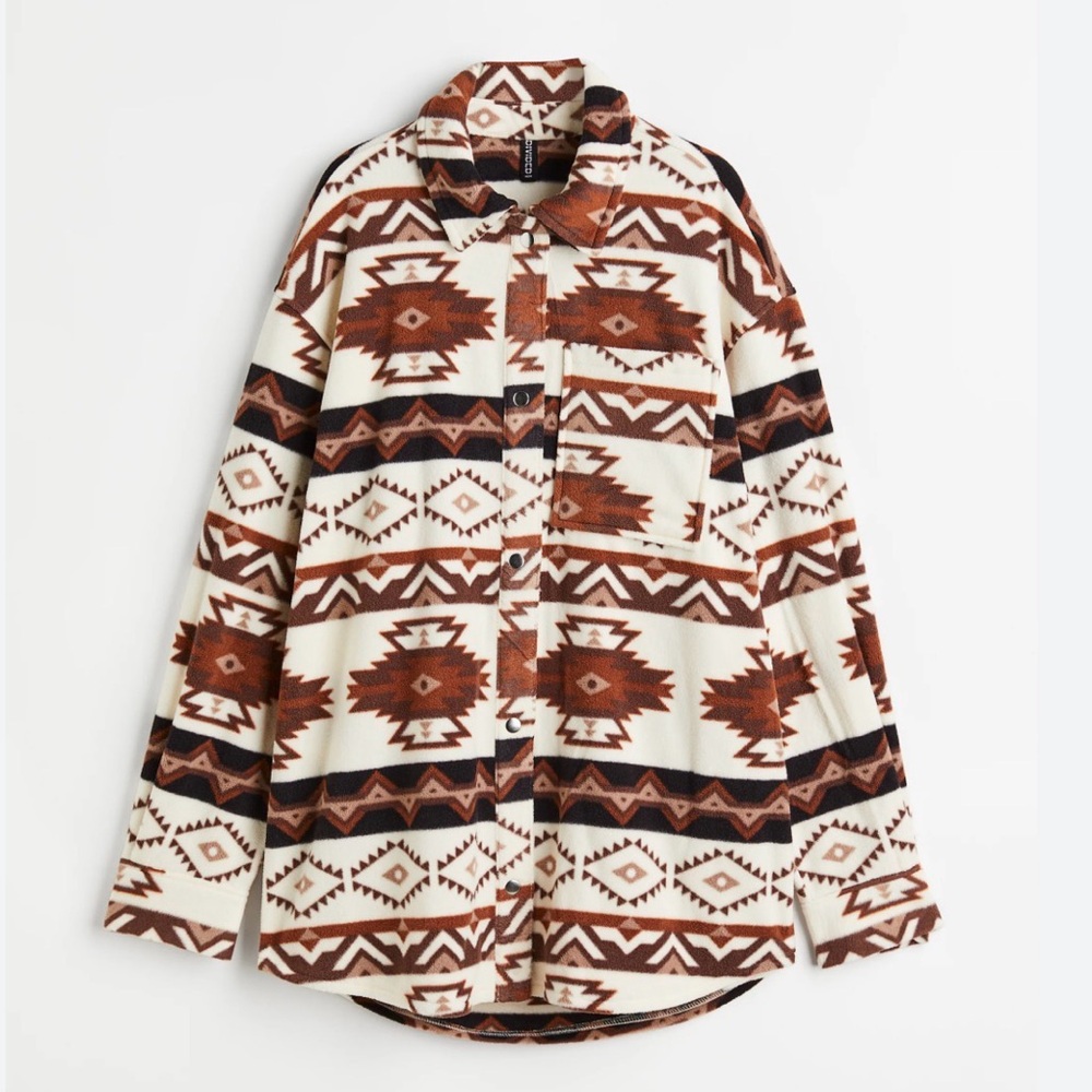 H&M || Aztec patterned fleece shacket